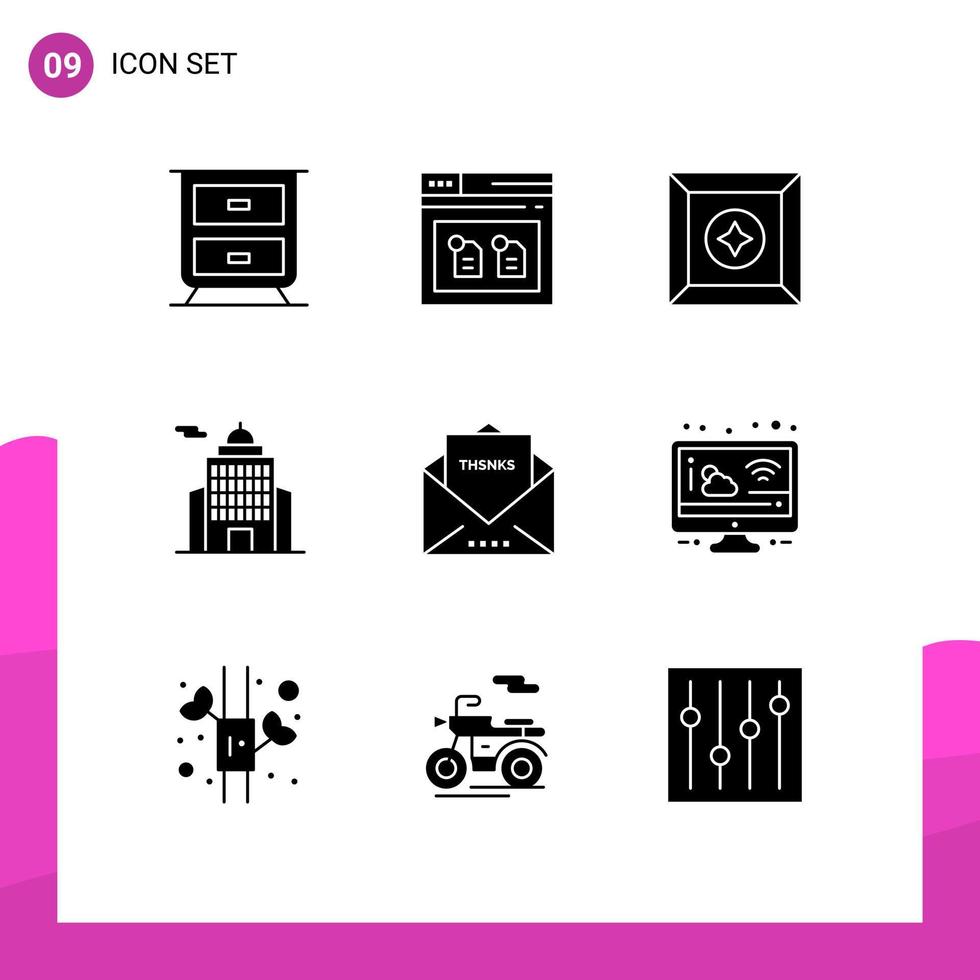 9 Creative Icons Modern Signs and Symbols of thanksgiving message product letter museum Editable Vector Design Elements