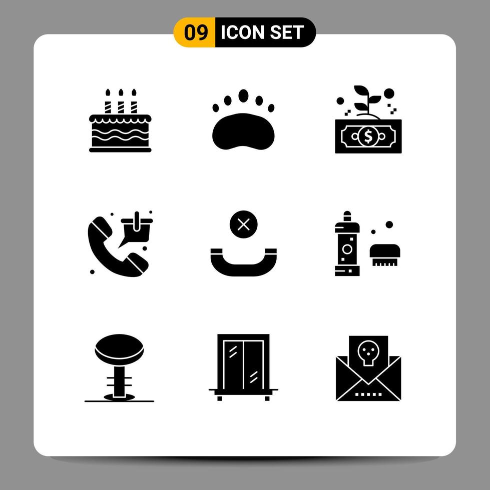 Universal Icon Symbols Group of 9 Modern Solid Glyphs of shopping phone business market money Editable Vector Design Elements