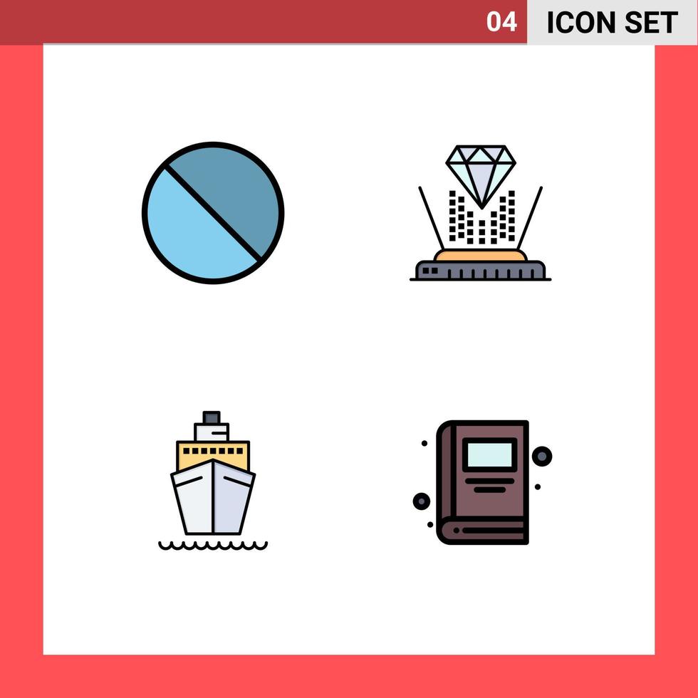 4 Filledline Flat Color concept for Websites Mobile and Apps cancel ship prohibited technology vessel Editable Vector Design Elements