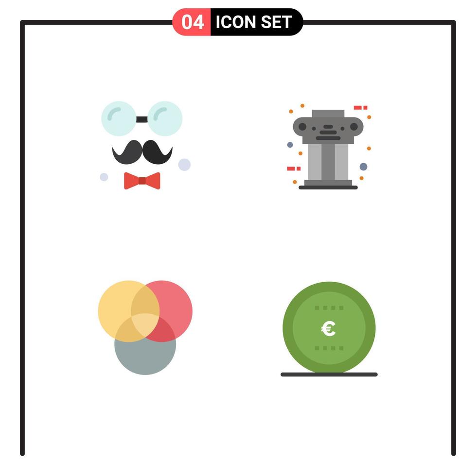 Modern Set of 4 Flat Icons Pictograph of avatar history fathers pillar business Editable Vector Design Elements