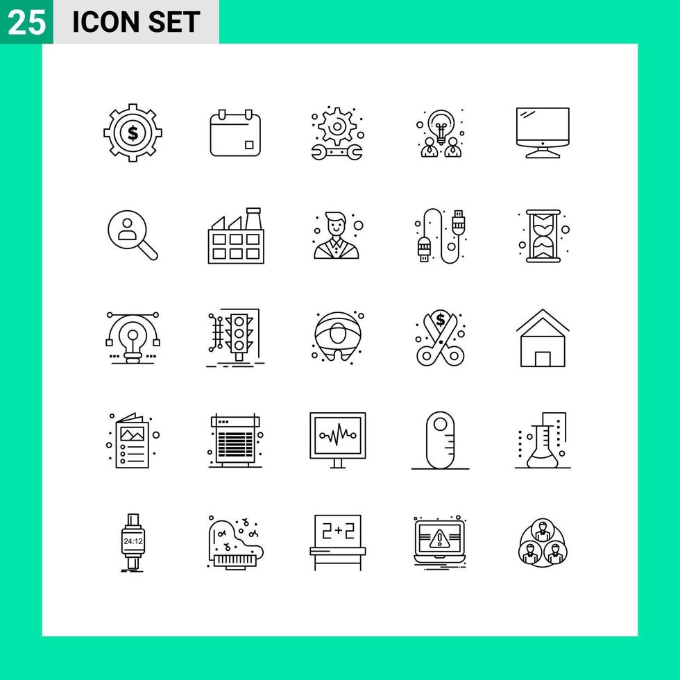 Universal Icon Symbols Group of 25 Modern Lines of device computer education partnership design Editable Vector Design Elements