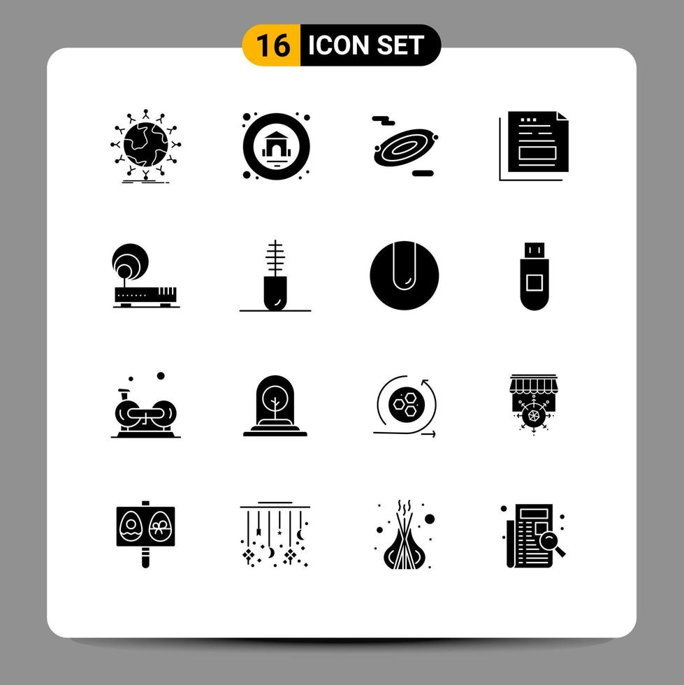 Pack of 16 creative Solid Glyphs of hardware office rotation invoice document Editable Vector Design Elements