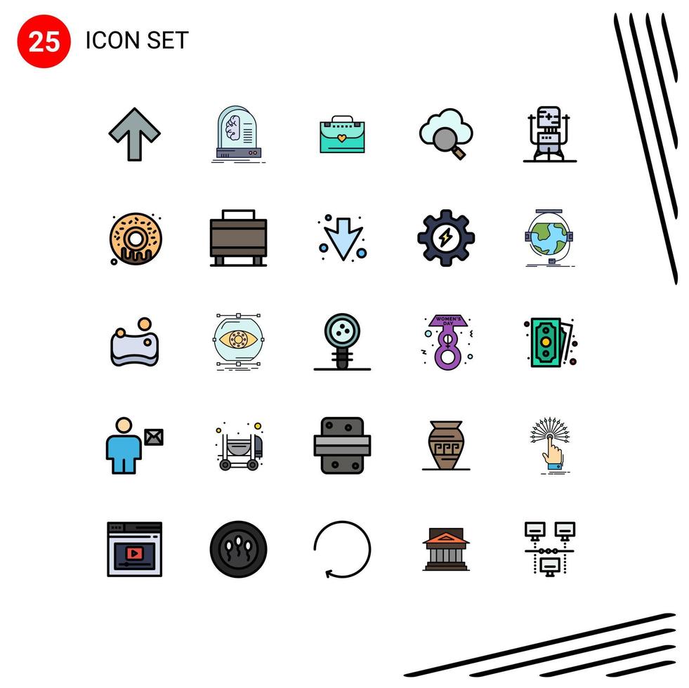 Stock Vector Icon Pack of 25 Line Signs and Symbols for machine bot bag biochip search Editable Vector Design Elements