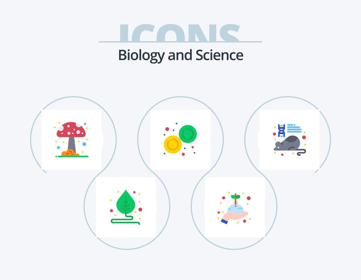 Biology Flat Icon Pack 5 Icon Design. research. laboratory. mushroom. education. laboratory vector