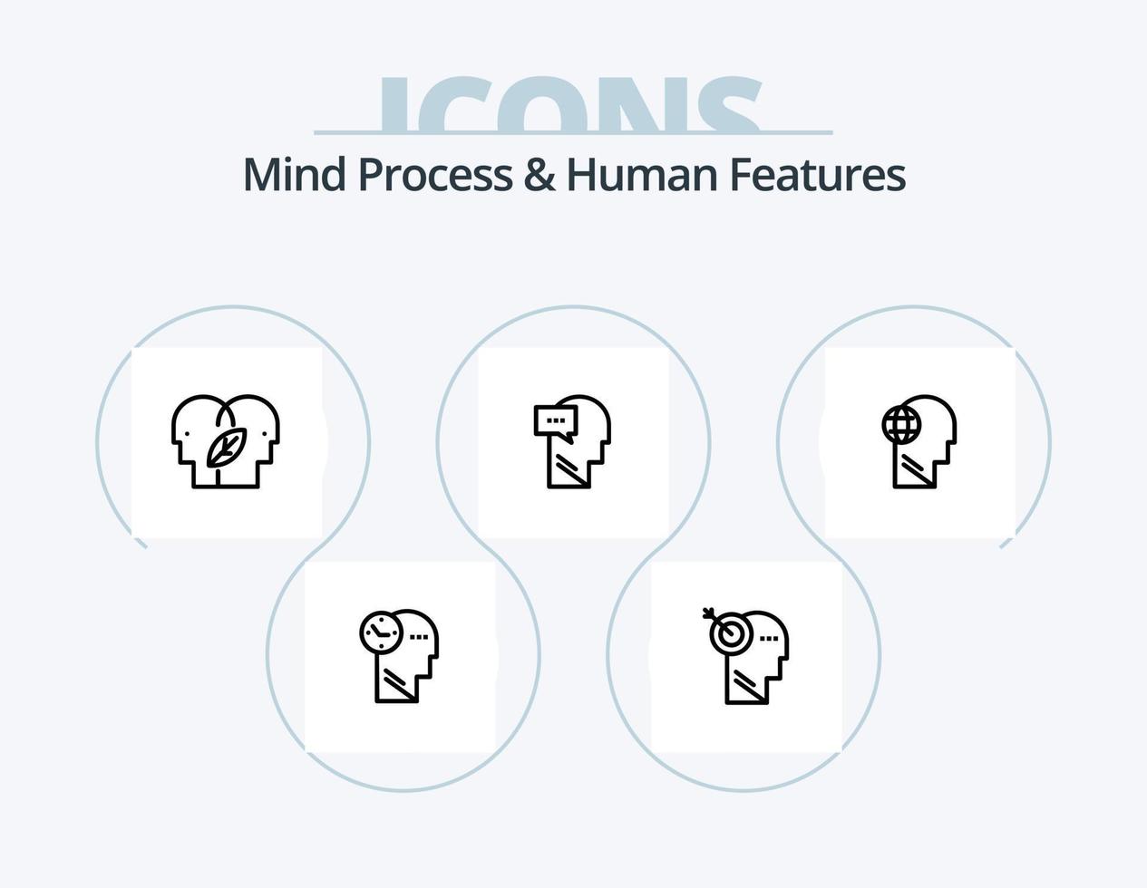 Mind Process And Human Features Line Icon Pack 5 Icon Design. brian. imaginaton. confuse mind. imagination form. mind vector