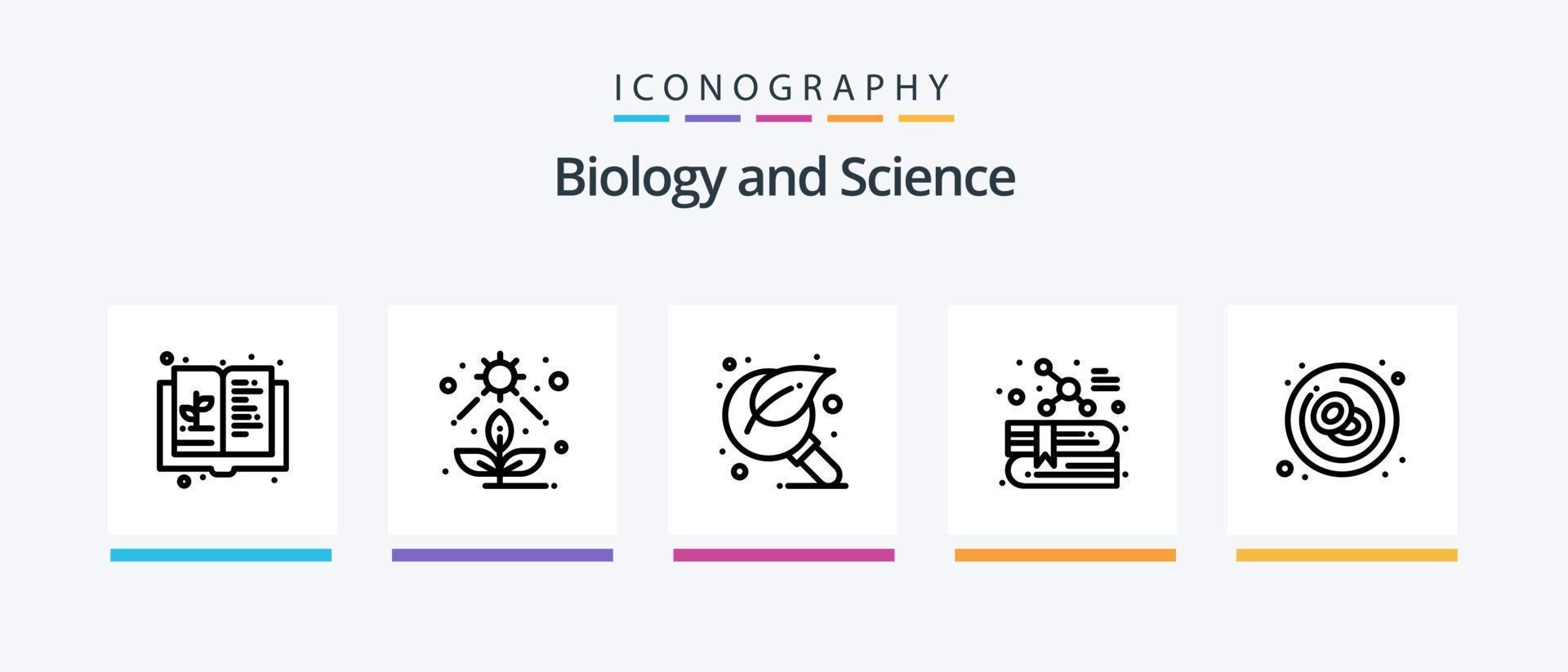 Biology Line 5 Icon Pack Including hydrogen. water. plant. drop. virus. Creative Icons Design vector