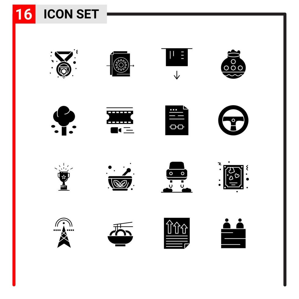 Set of 16 Modern UI Icons Symbols Signs for forest festival atm pongal sand Editable Vector Design Elements