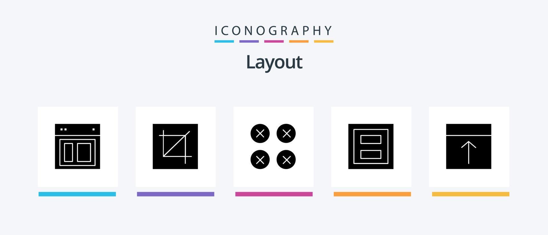 Layout Glyph 5 Icon Pack Including layout. display. layout. ux. layout. Creative Icons Design vector
