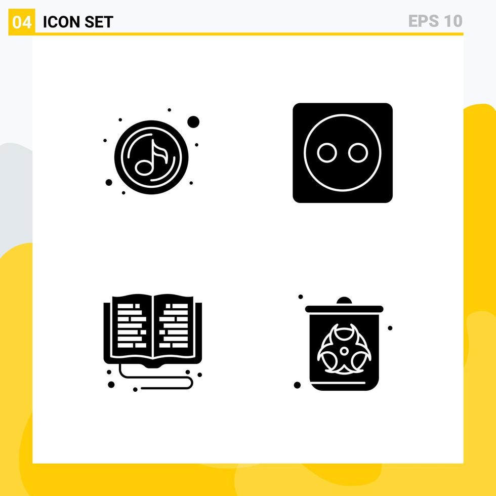 Pack of creative Solid Glyphs of music library sound energy online learning Editable Vector Design Elements