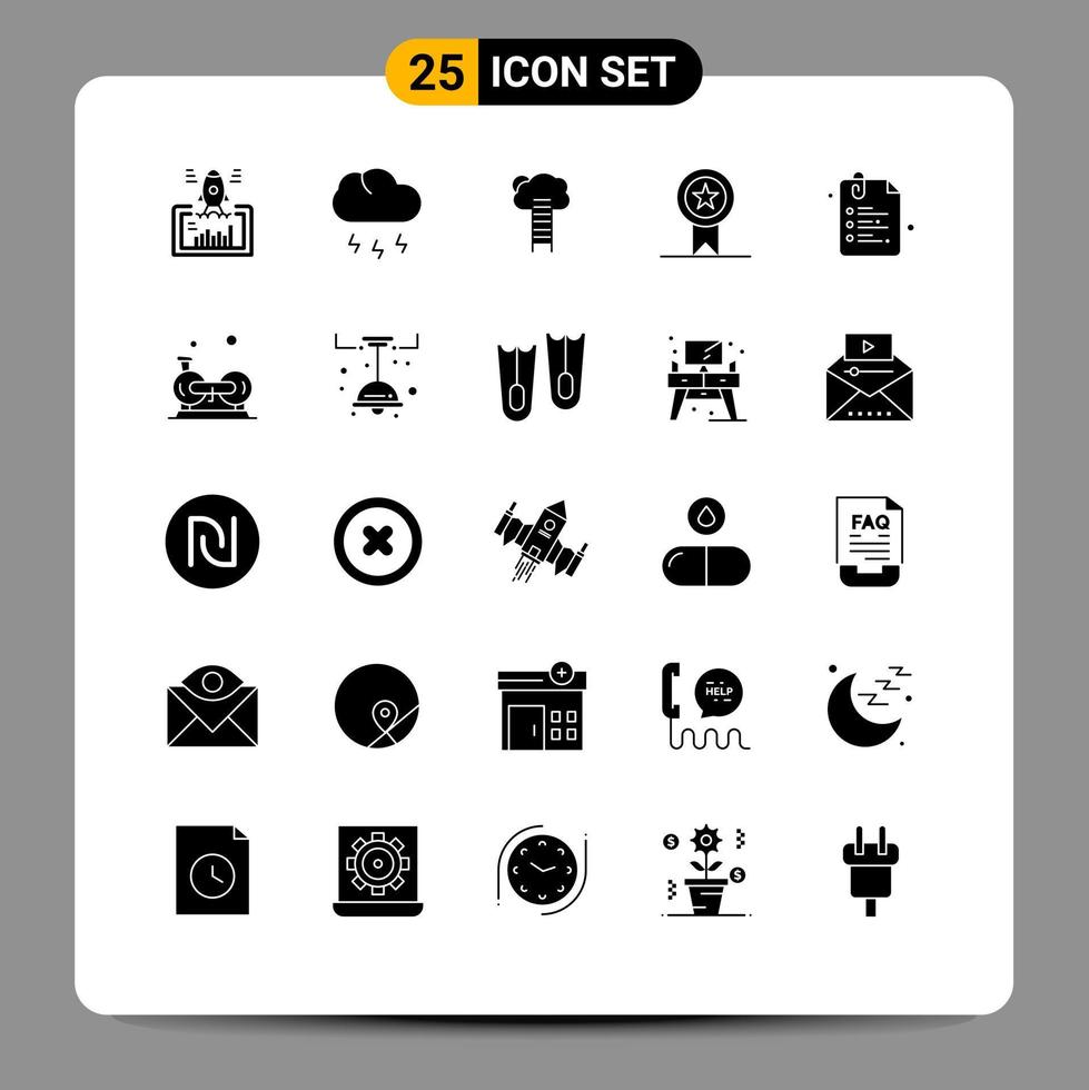 25 Solid Glyph concept for Websites Mobile and Apps insignia stairs weather ladder growth Editable Vector Design Elements