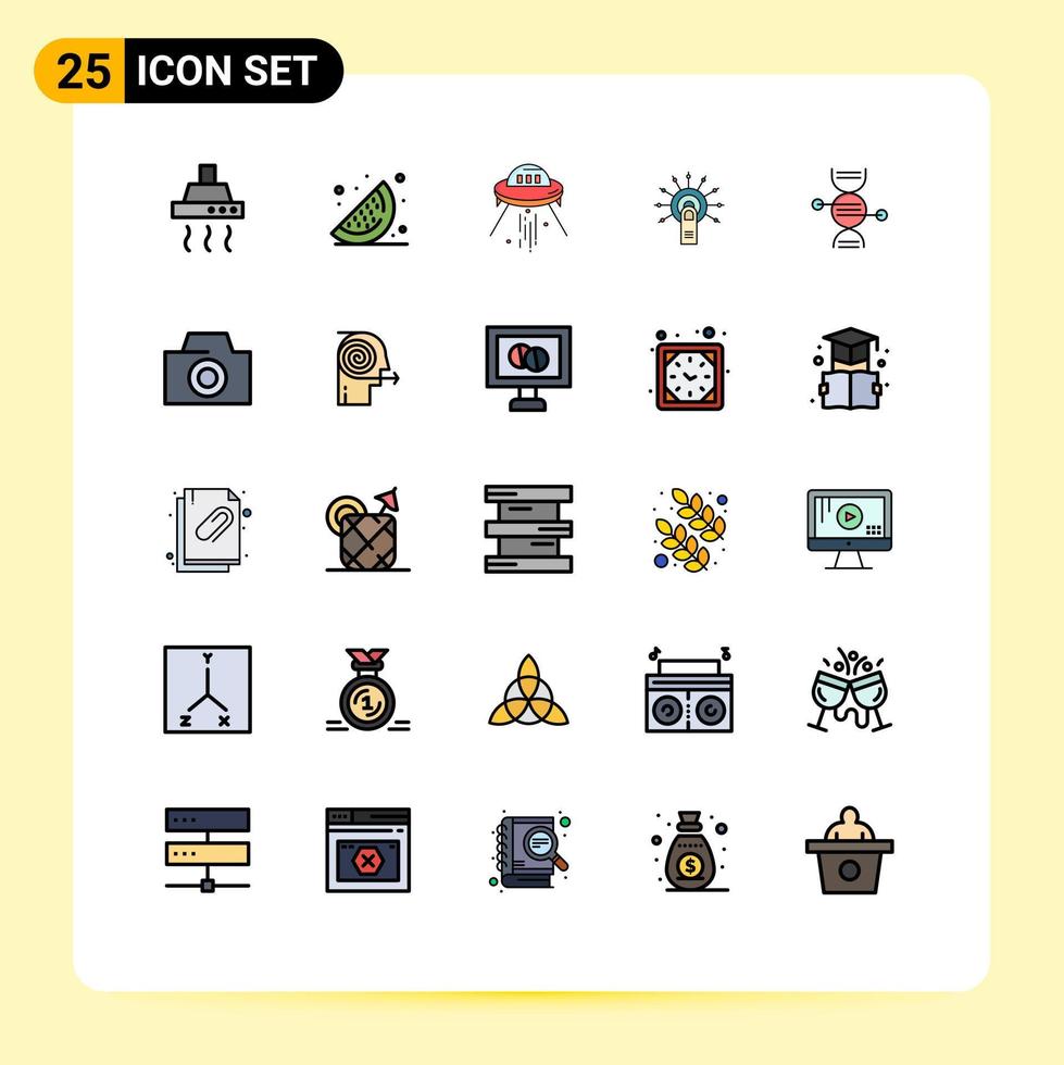 Modern Set of 25 Filled line Flat Colors and symbols such as adn done space ok touch Editable Vector Design Elements