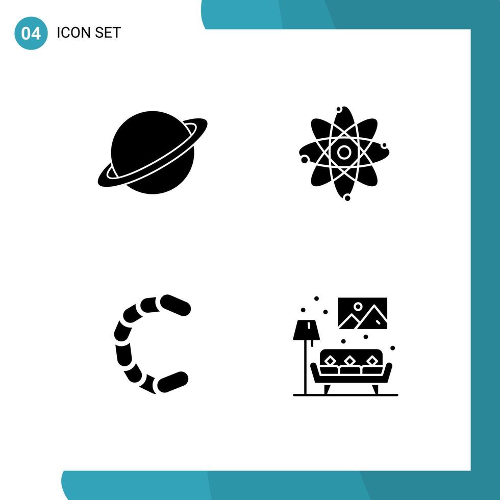 Thematic Vector Solid Glyphs and Editable Symbols of planet chain coin flag chemistry crypto Editable Vector Design Elements