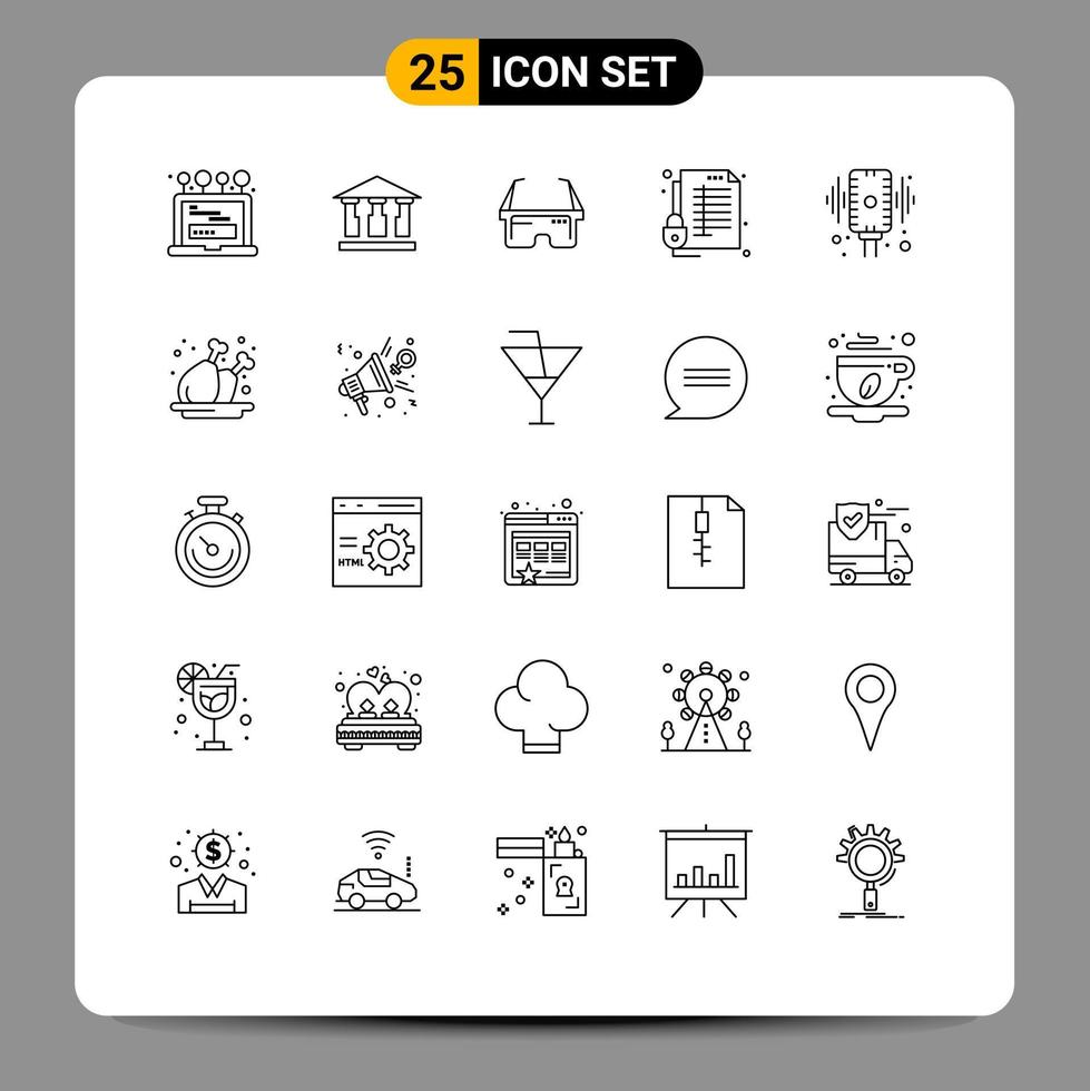 25 Thematic Vector Lines and Editable Symbols of record secure glasses report protect Editable Vector Design Elements