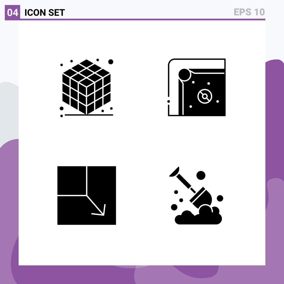 User Interface Solid Glyph Pack of modern Signs and Symbols of cube view air hockey play farm Editable Vector Design Elements
