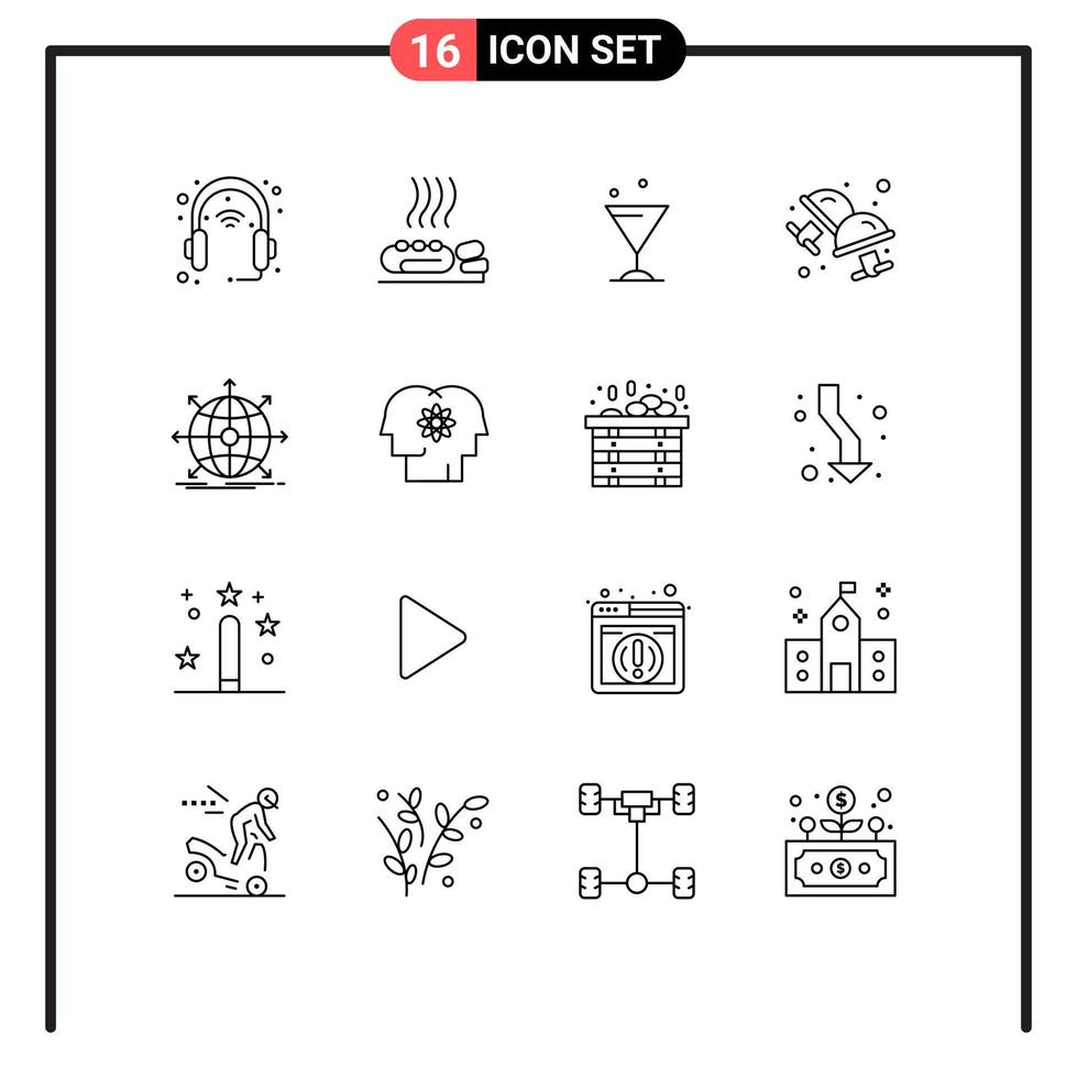 Stock Vector Icon Pack of 16 Line Signs and Symbols for business dress shirt medicine cufflink water Editable Vector Design Elements