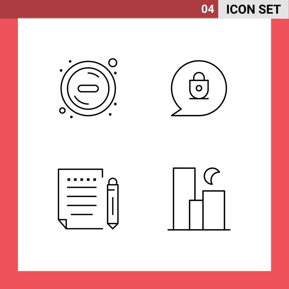 4 Line concept for Websites Mobile and Apps delete write chat letter landscape Editable Vector Design Elements