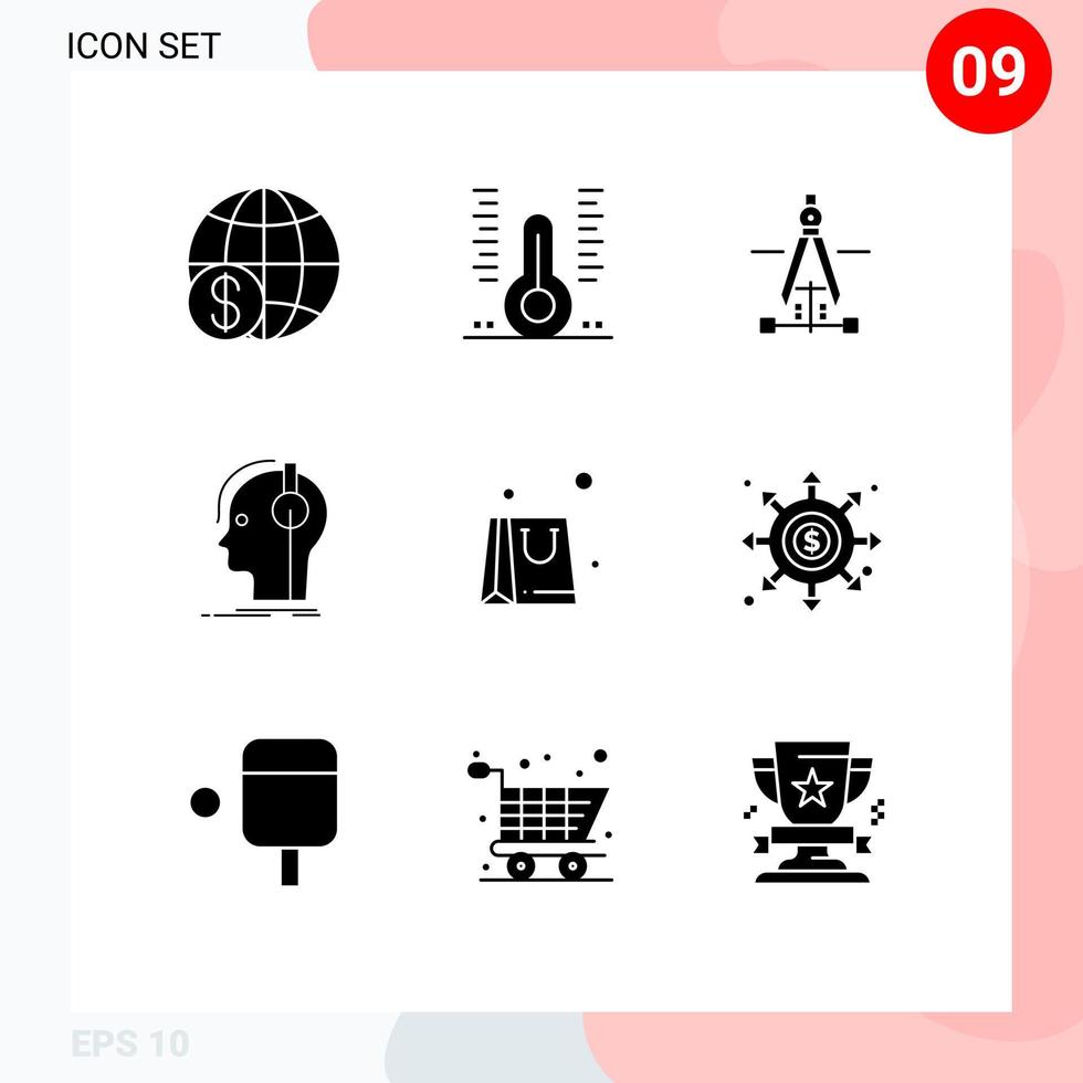 Set of 9 Modern UI Icons Symbols Signs for producer headphones medical composer education Editable Vector Design Elements