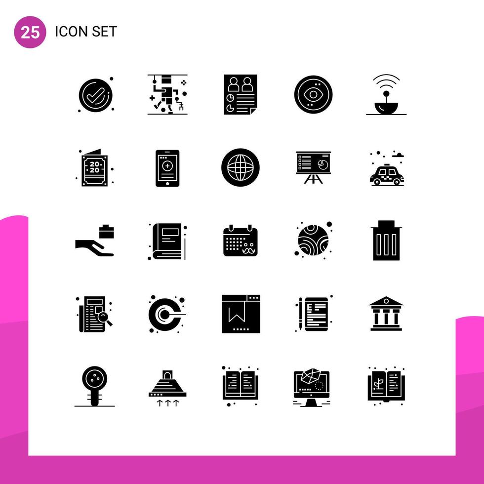 Set of 25 Commercial Solid Glyphs pack for view interface data eye users Editable Vector Design Elements