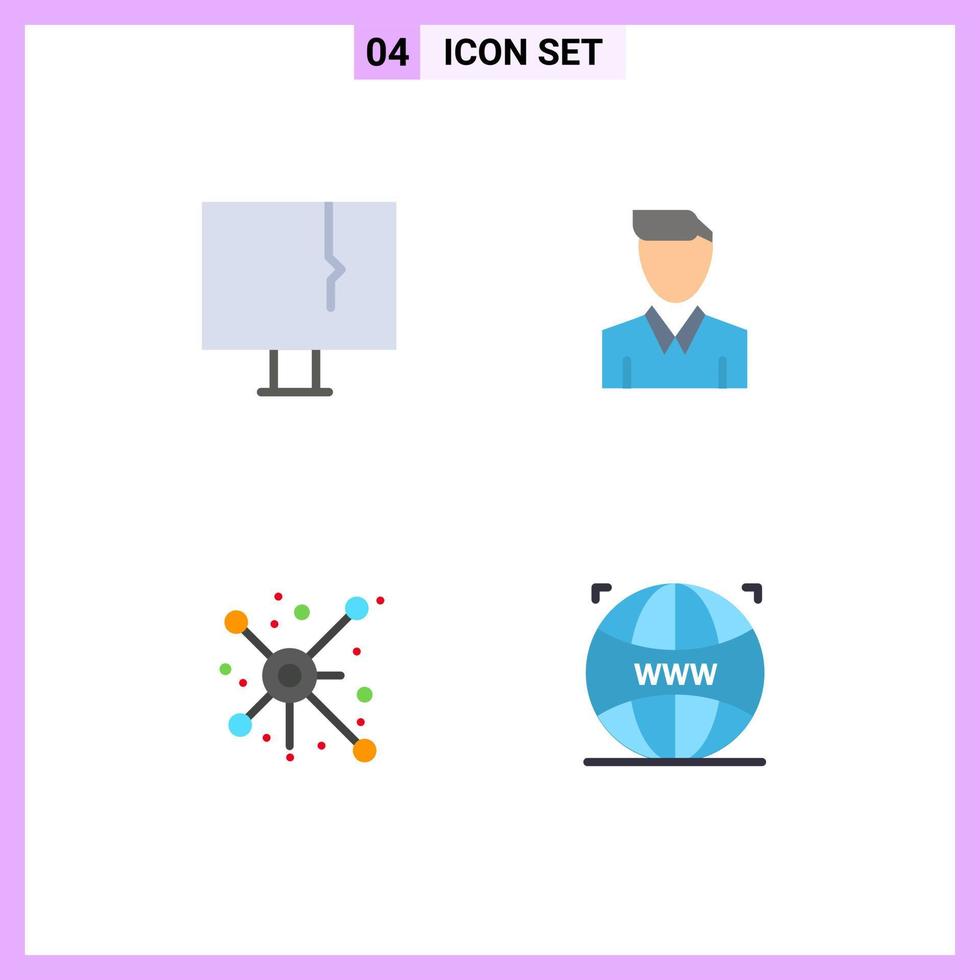 4 Universal Flat Icons Set for Web and Mobile Applications alert profile virus human network Editable Vector Design Elements