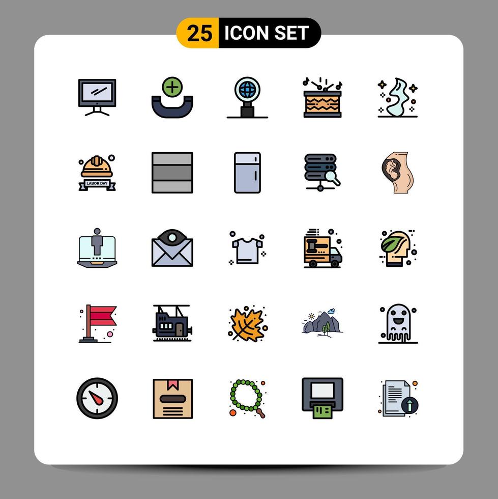 Set of 25 Modern UI Icons Symbols Signs for wish magic globe sticks instrument Editable Vector Design Elements
