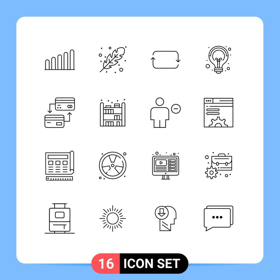 Set of 16 Vector Outlines on Grid for credit cash twitter card idea Editable Vector Design Elements