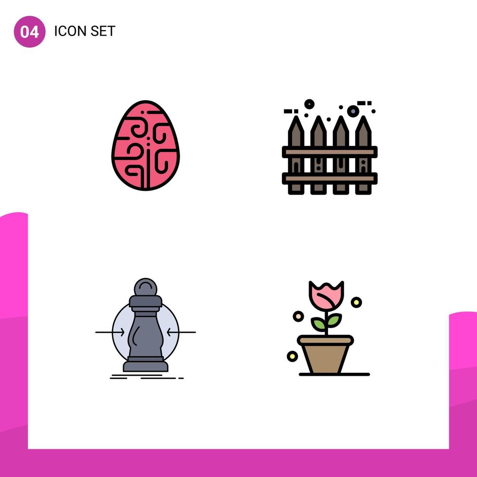 User Interface Pack of 4 Basic Filledline Flat Colors of celebration consumption egg fence expense Editable Vector Design Elements
