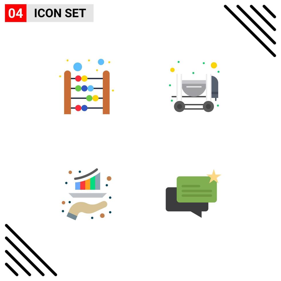 Pictogram Set of 4 Simple Flat Icons of abacus growth mathematics mixer report Editable Vector Design Elements