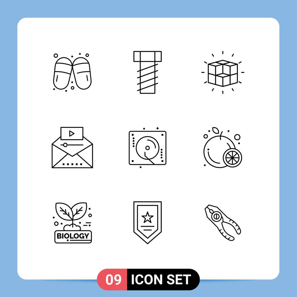 Universal Icon Symbols Group of 9 Modern Outlines of celebration viral video puzzle video marketing popular video Editable Vector Design Elements