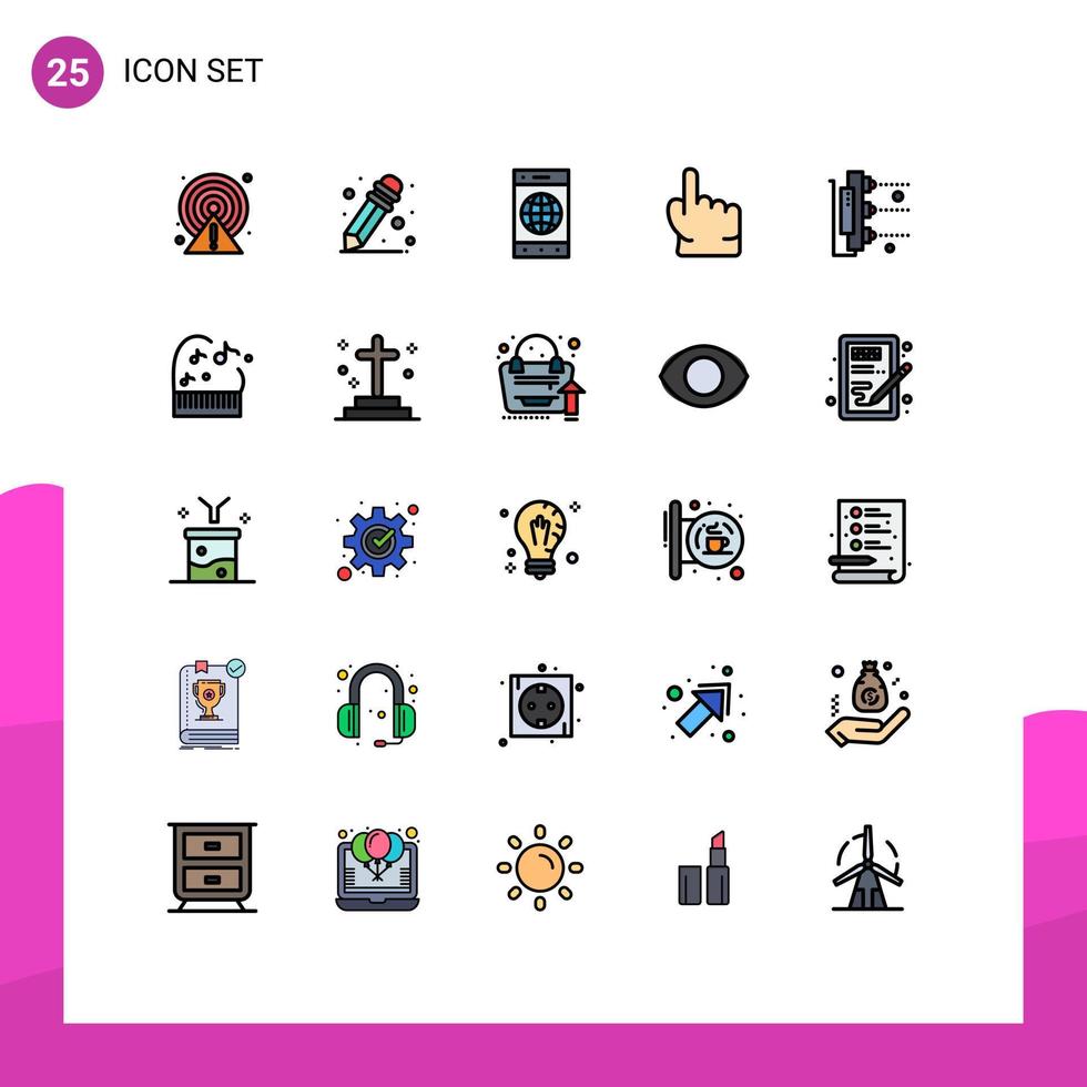 Filled line Flat Color Pack of 25 Universal Symbols of scanner printing mobile factory point Editable Vector Design Elements