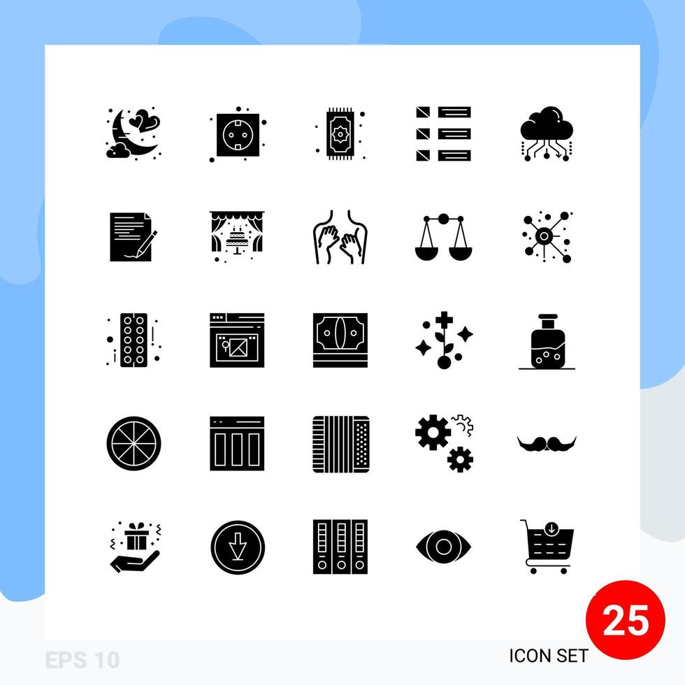 25 Thematic Vector Solid Glyphs and Editable Symbols of list design plug eid namaz Editable Vector Design Elements