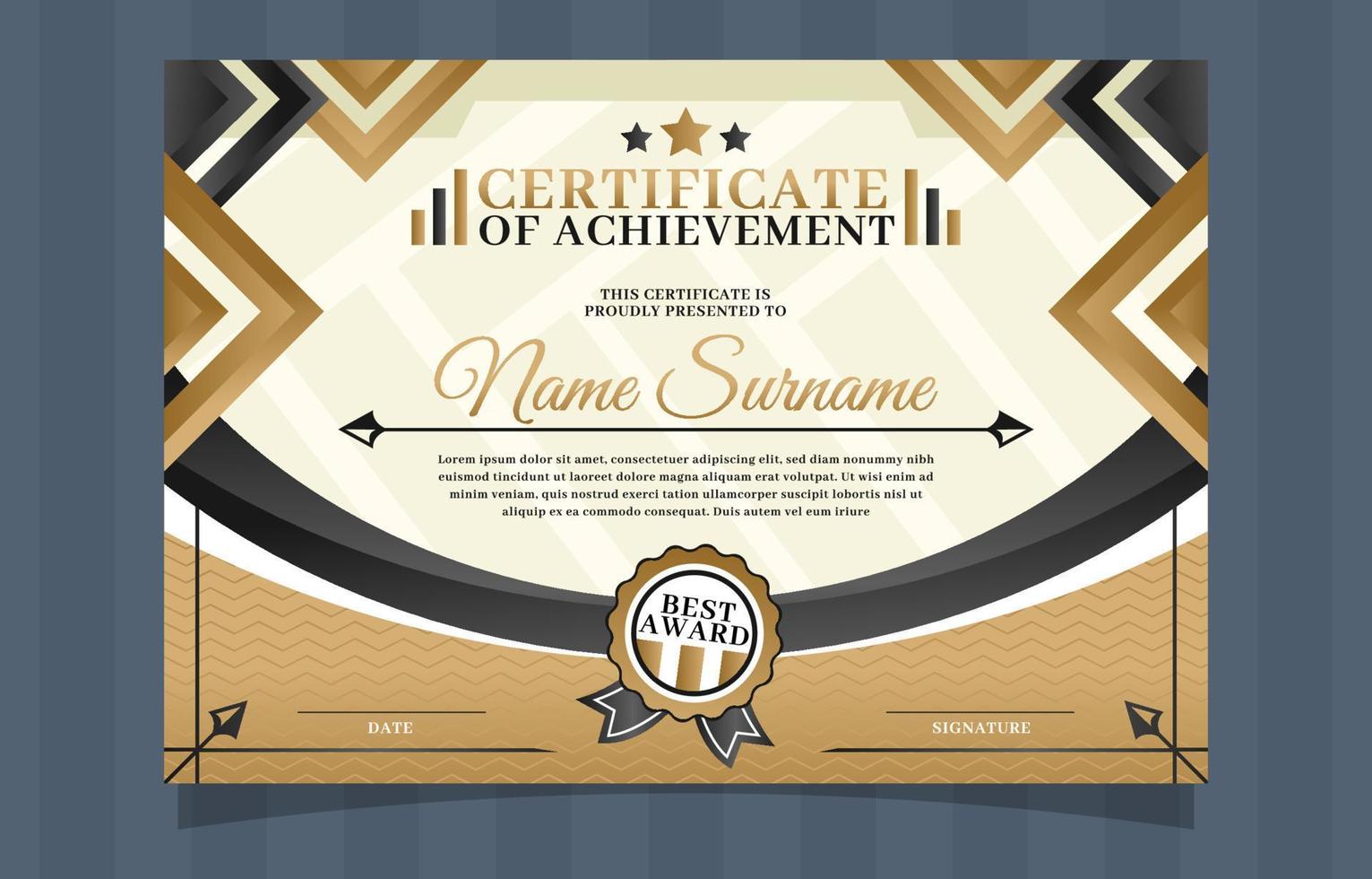 Certificate Education with Brown and Black Color vector