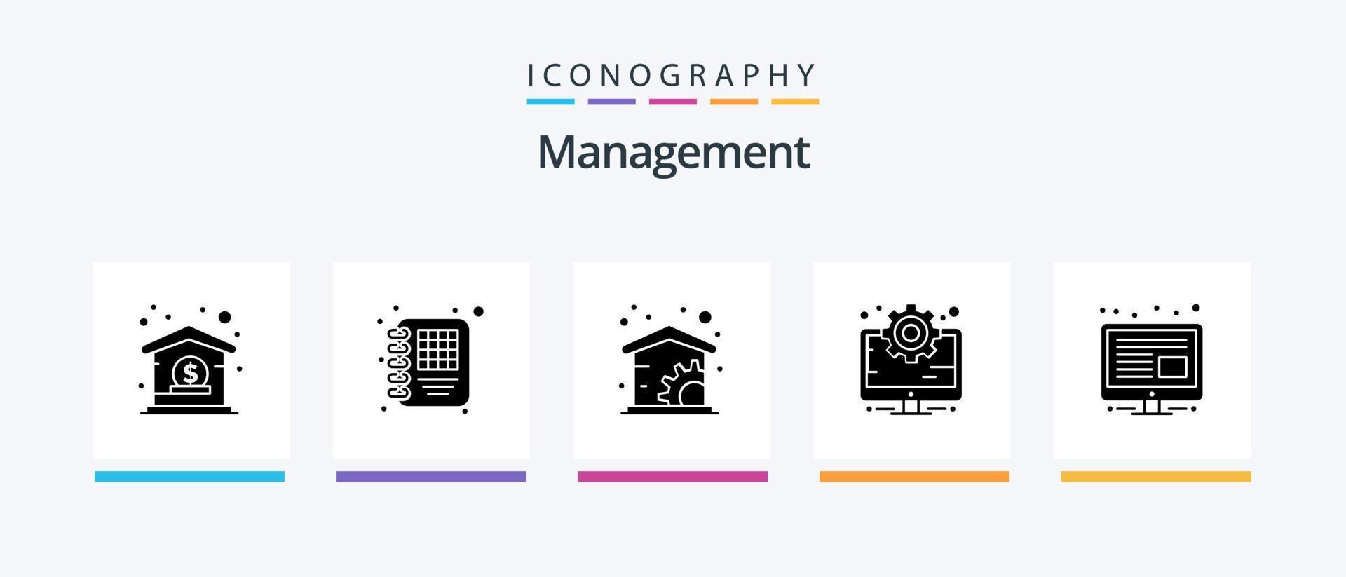 Management Glyph 5 Icon Pack Including . management. home. content. management. Creative Icons Design vector