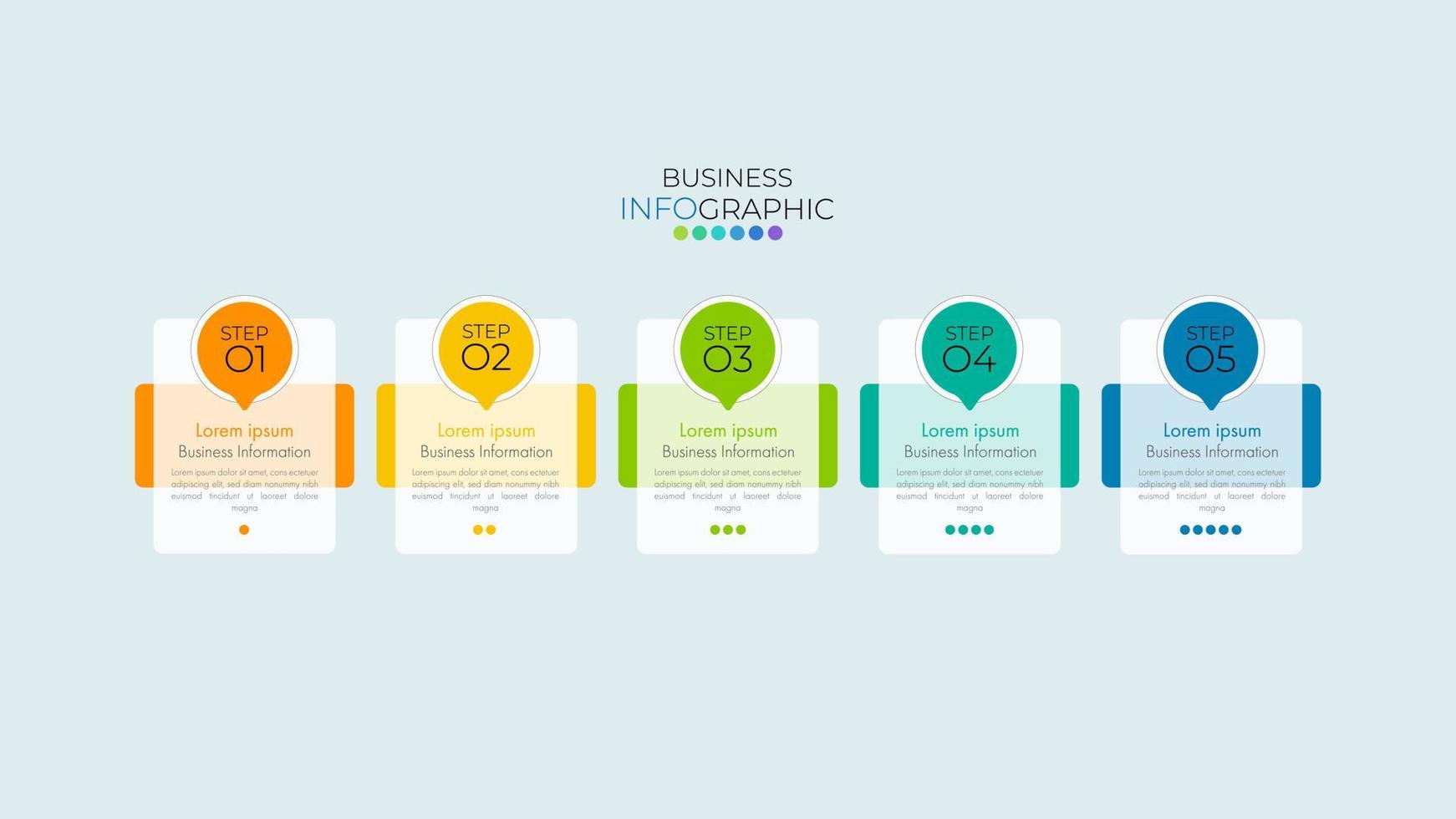 La plantilla de línea de tiempo de infografía moderna se puede utilizar para el diseño de flujo de trabajo, diagrama, opciones de número, diseño web. concepto de negocio infográfico con 5 opciones, partes, pasos o procesos. vector