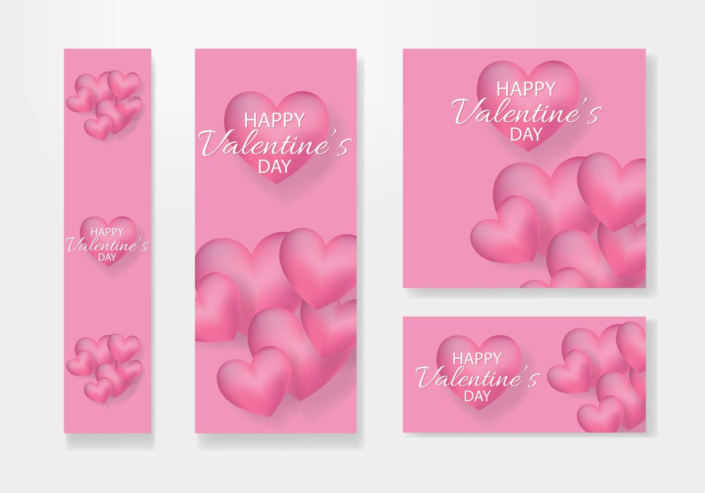 conjunto de banner de venta de San Valentín para el vector de plantilla de publicación de redes sociales. lindas pancartas de venta de amor, cupones o tarjetas de felicitación