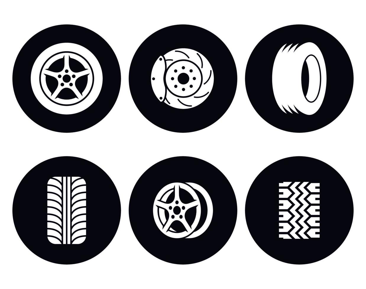 Tire icons set. White on a black background vector