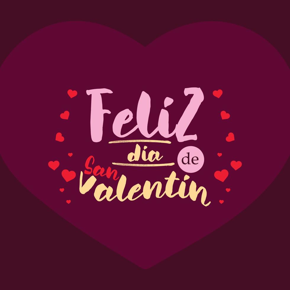 feliz día de san valentín en cartel o pancarta en español con una fuente linda y muchos corazones dulces promoción y plantilla de compras o fondo para el amor y el concepto de día de san valentín pro vector