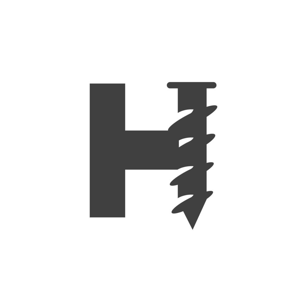 Letter H Screw Logo Template For Construction Ironmonger  Symbol Design vector