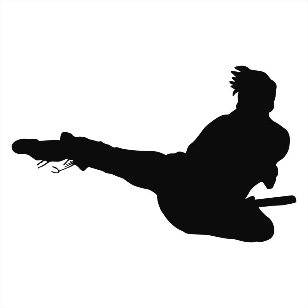 illustration of silhouette fighter silat karate muaythai vector