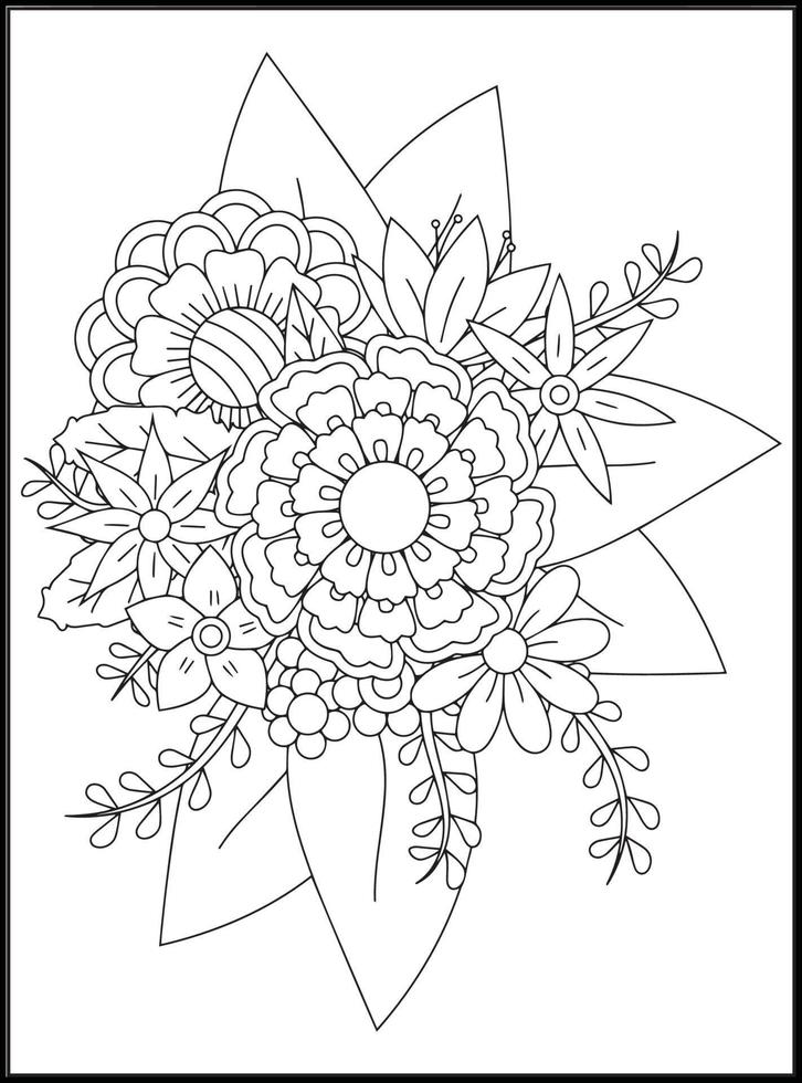 Doodles Flowers Coloring Pages vector