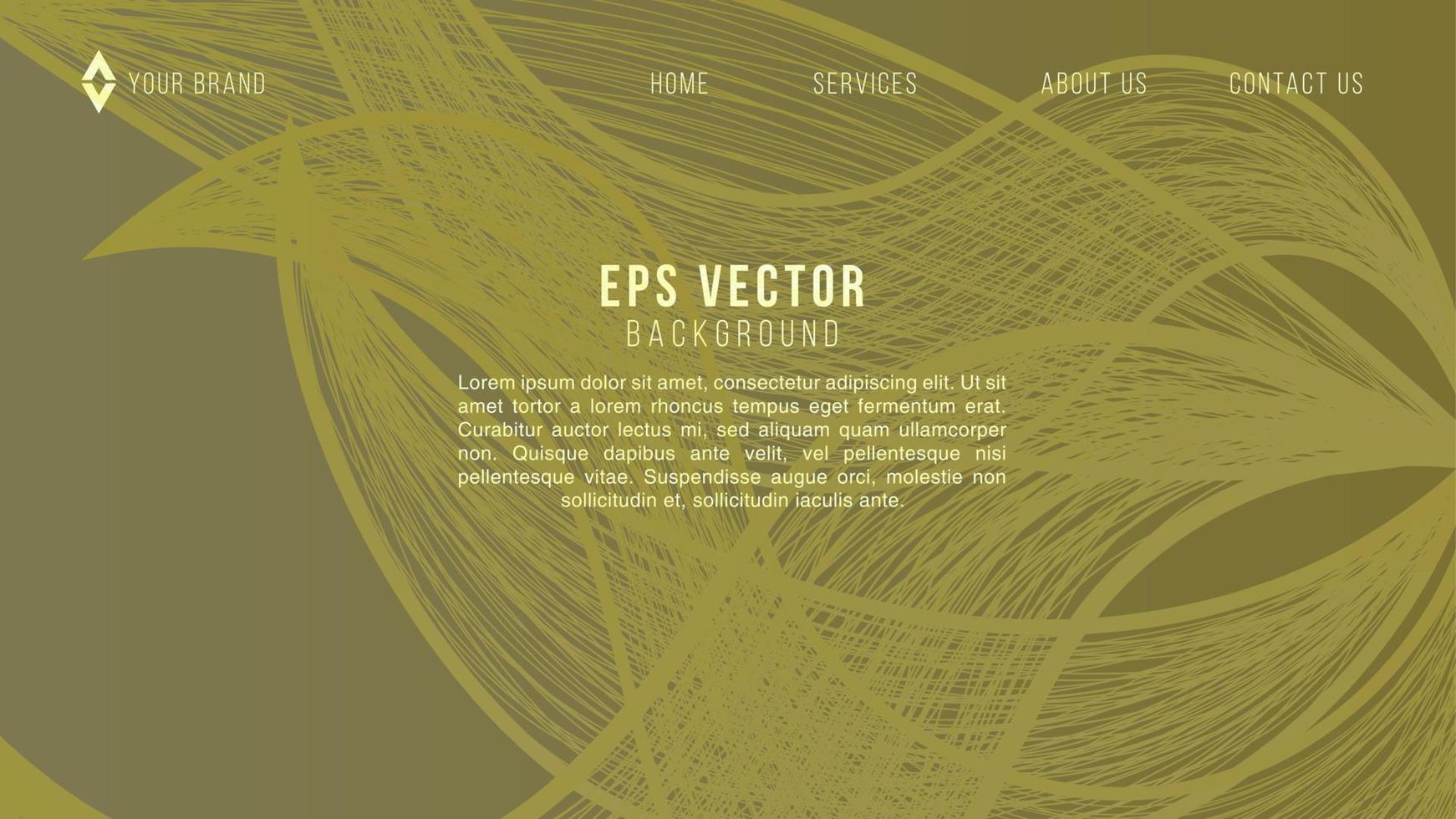 Plantilla web de portada de vector amarillo sobre marrón con líneas onduladas. diseño inteligente para anuncios comerciales. vector abstracto, ciencia, futurista, concepto de tecnología energética