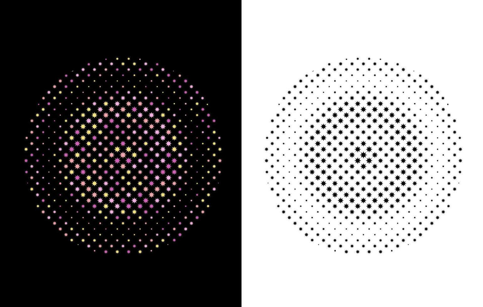 Circle halftone free, Monocromy Star halftone effect vector free, Abstract dotted circles