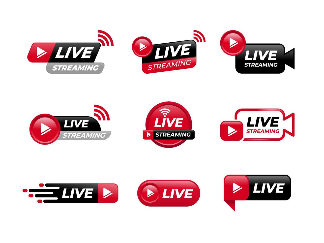 Youtube En Vivo Insignia conjunto vector