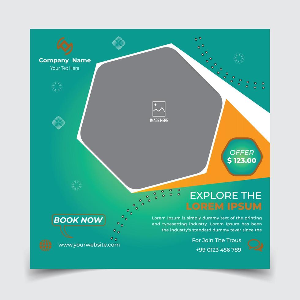 Happy travel, tour social media post template. USE social or web ads vector