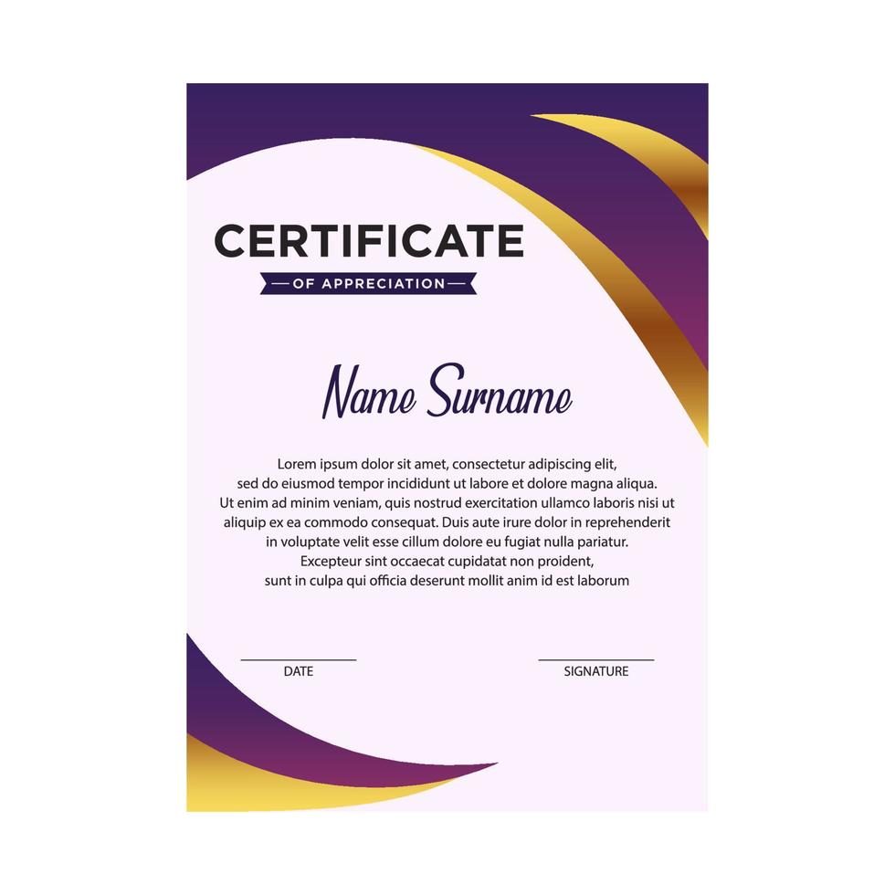 Certificate vector design templates