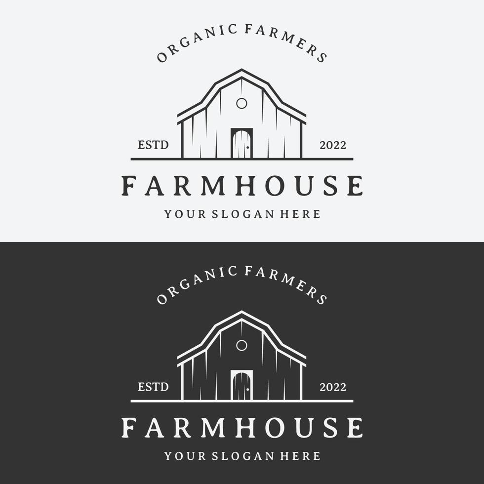 Home or barn logo template design or organic farm barn and vintage animal farm house.Vintage country logo. vector