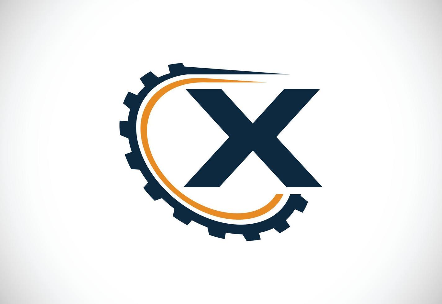 Initial X alphabet with a gear. Gear engineer logo design. Logo for automotive, mechanical, technology, setting, repair business, and company identity vector