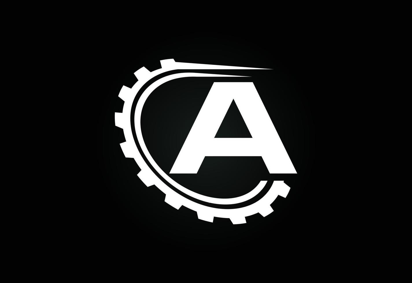 Initial A alphabet with a gear. Gear engineer logo design. Logo for automotive, mechanical, technology, setting, repair business, and company identity vector