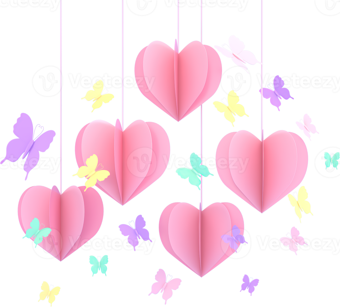 access element for Valentine's Day and Mother's Day greeting card, 3D rendering of celebrations on special days. png