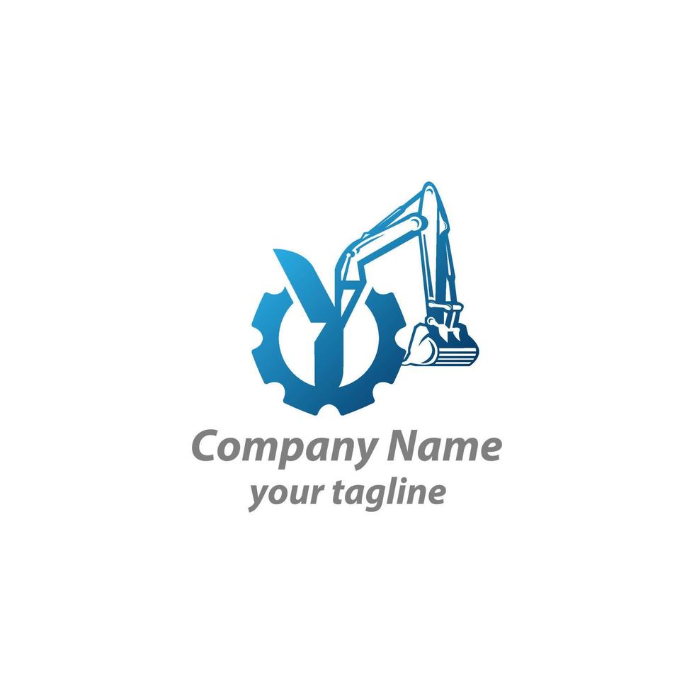 diseño del logotipo del trabajo de excavación, emblema de la excavadora o de la organización de alquiler de máquinas de construcción sellos impresos, equipo de construcción vector