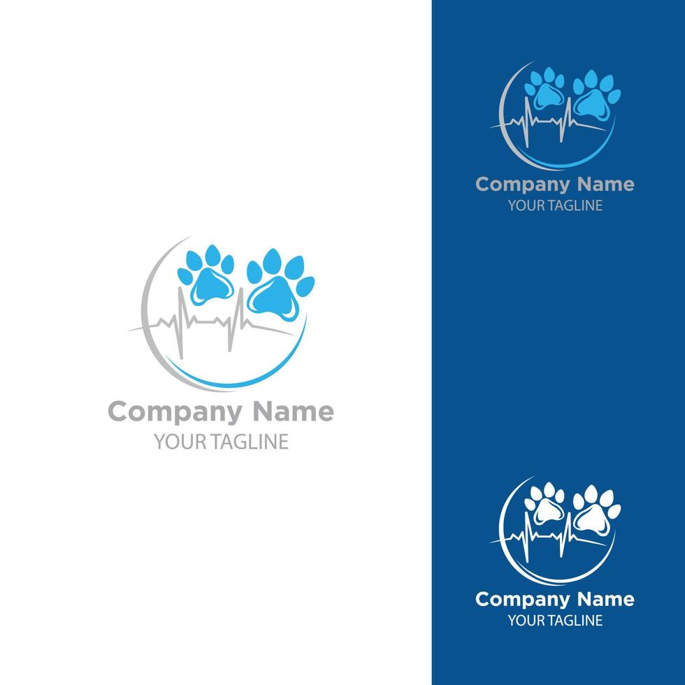 Vector Pet Care logo design template. Graphic sitting cat and dog logotype